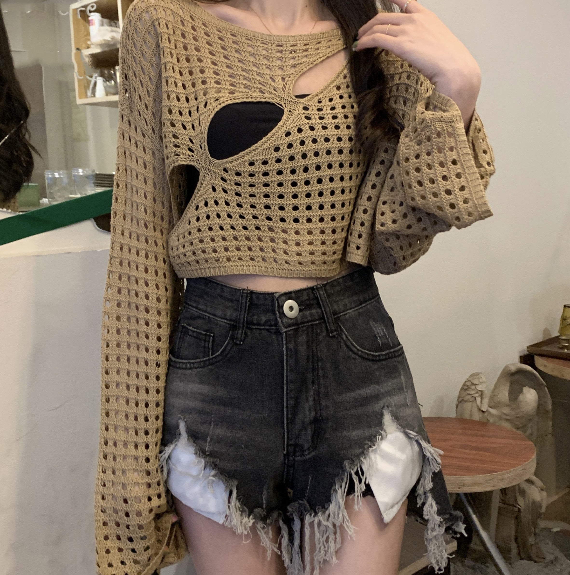 Hollow Out Sunscreen Blouse Women Thin Style Is Lazy