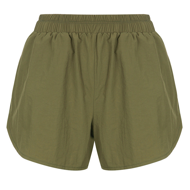 Long-sleeved Coat Shorts Two-piece Women's Army Green Zipper Stand-up Collar