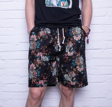 Men's Linen Beach Shorts Regular Fit Print Pattern Style
