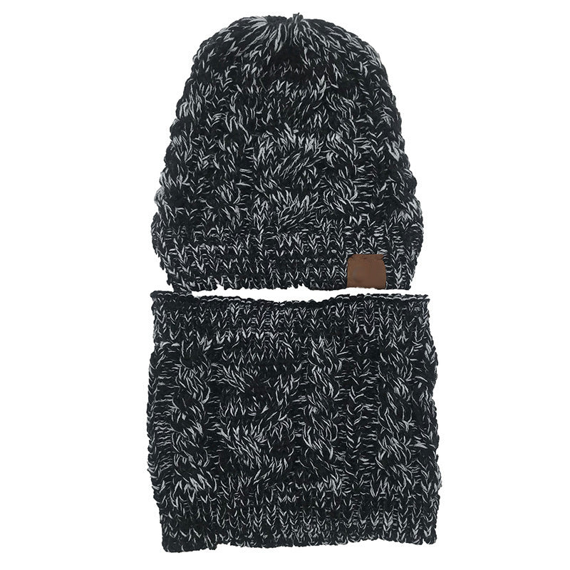 Warm Acrylic Knitted Women’s Autumn Winter Ponytail Hat and Ring Scarf Set