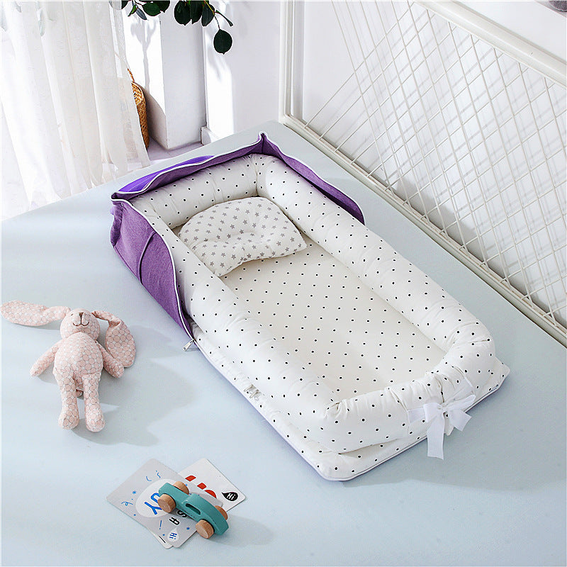 Portable Foldable Cotton Baby Bed – Travel Bassinet with Carry Bag
