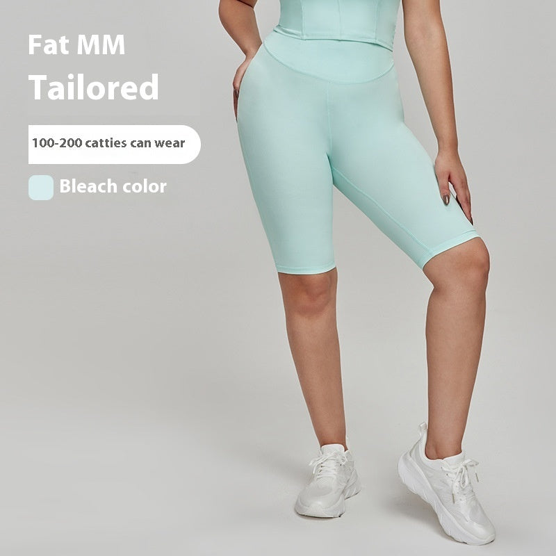 Nylon Plus Size Sports Shorts High Waist