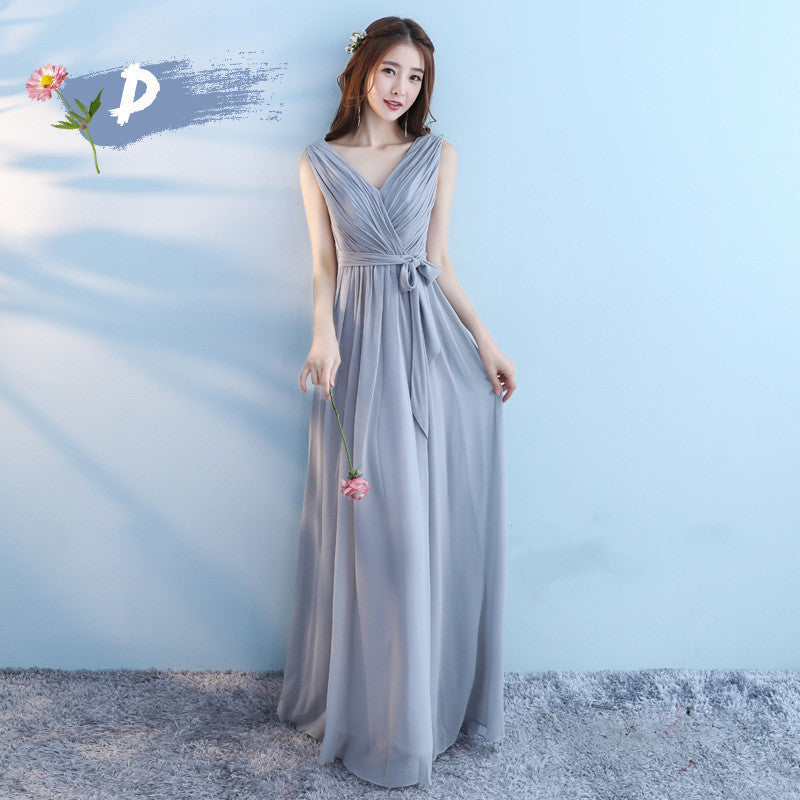 Sleeveless Deep V-Neck Bridesmaid Dress