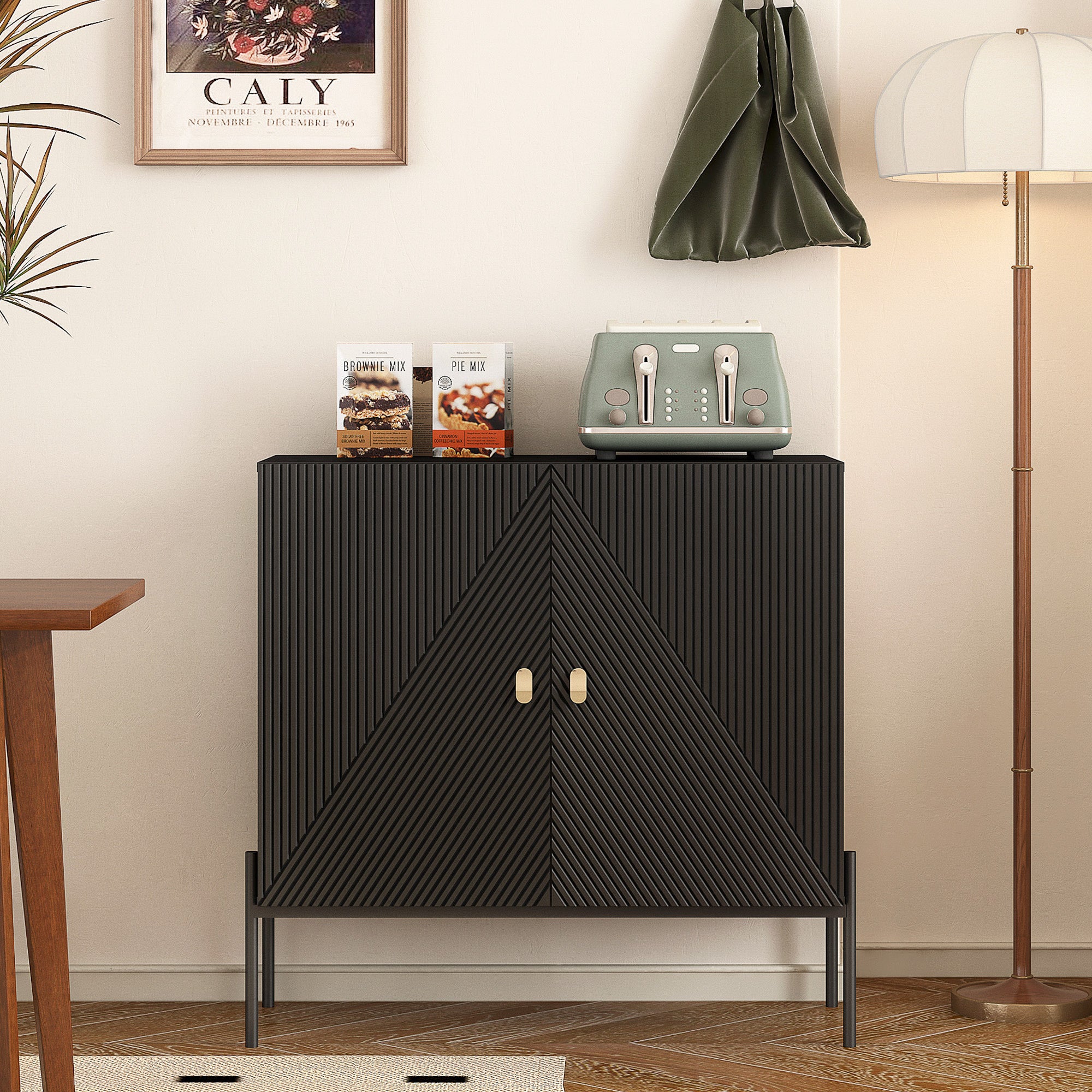 Sideboards Buffets Cabinet – Home Coffee Bar Cabinet with Drawers, 2 Cabinets, and 6-Bottle Wine Rack