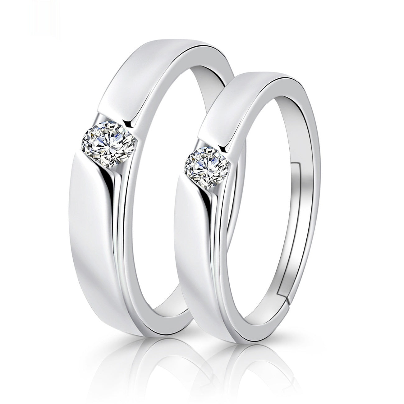 Elegant Crown-Shaped Moissanite Electroplated Copper Couple Rings Set