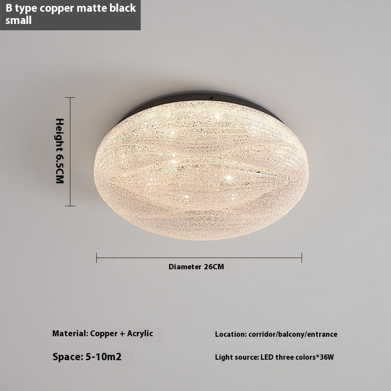 Modern Light Luxury Atmospheric Cream Style Copper Round Ceiling Lamp