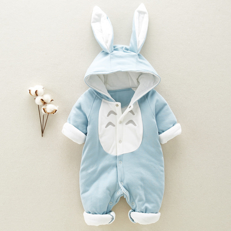 New Cotton-Padded Baby Romper – Thickened Chinchilla Hooded Cotton Onesie for Newborns