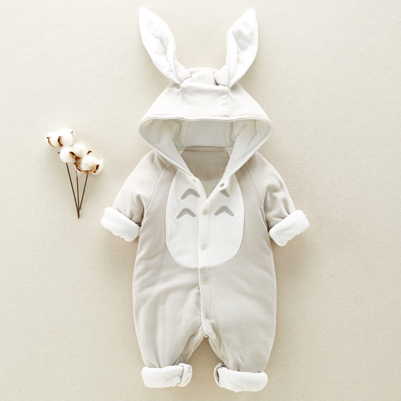 New Cotton-Padded Baby Romper – Thickened Chinchilla Hooded Cotton Onesie for Newborns