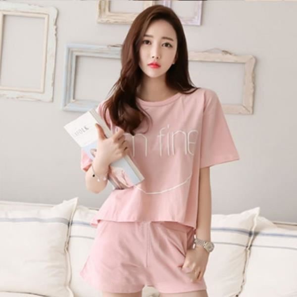 Women's Short Sleeve Cotton Sleepwear Relaxed Bear Pattern