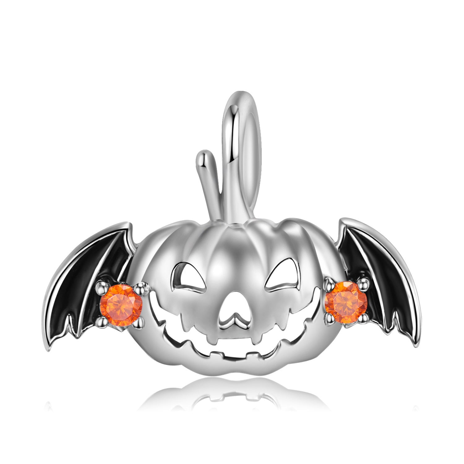 S925 Sterling Silver Drip Glue Hollow Flying Pumpkin Necklace Exquisite Halloween Jewelry
