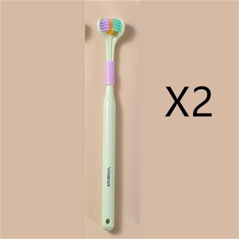 Three-Sided Macaron Soft Bristle Toothbrush – Deep Clean, Safe & Portable