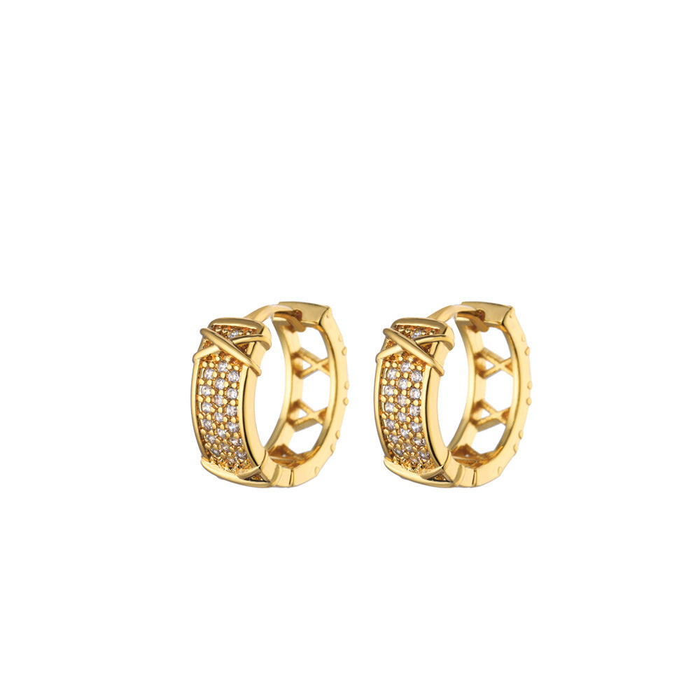 Exquisite Geometric Inlaid Zircon Earrings