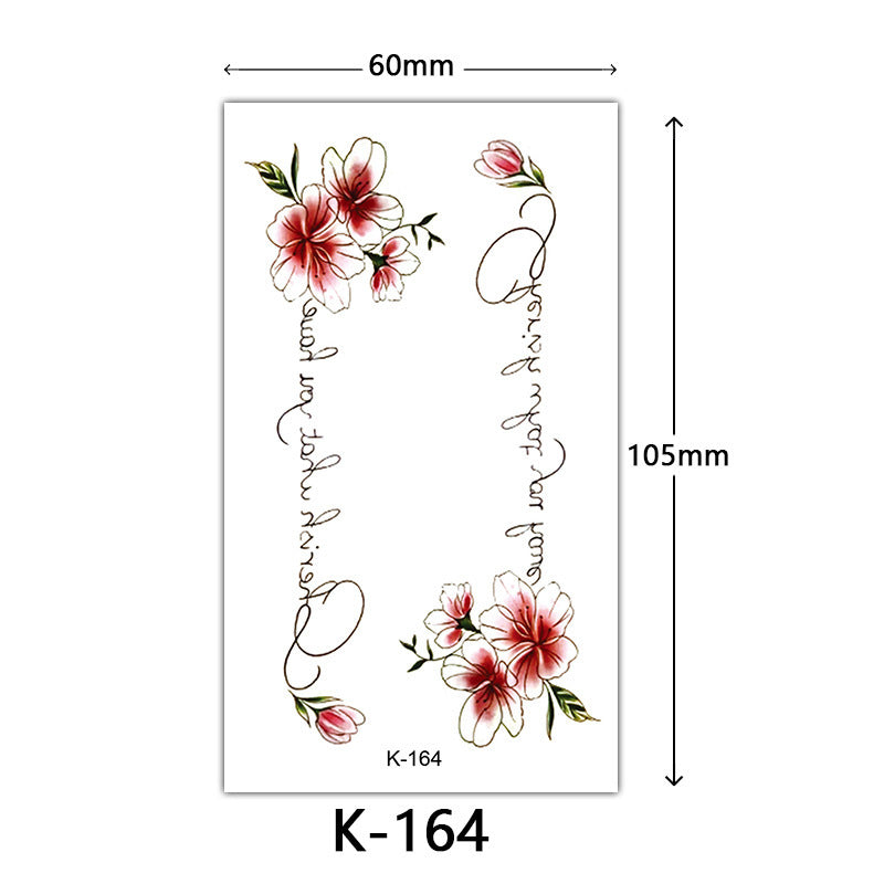 Tattoo Stickers – English Letters, Flowers, Butterfly Sketch Lines, Waterproof Temporary Tattoo