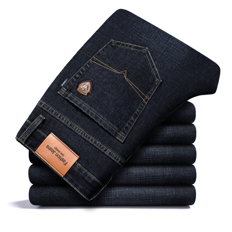 Fleece-Lined Loose Straight Jeans – Plus Size Men’s Warm Winter Pants