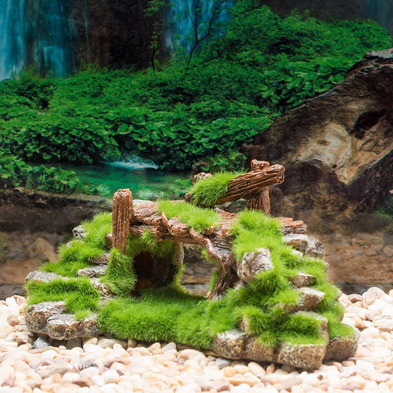 Flocked Resin Landscape Stone Aquarium Decor