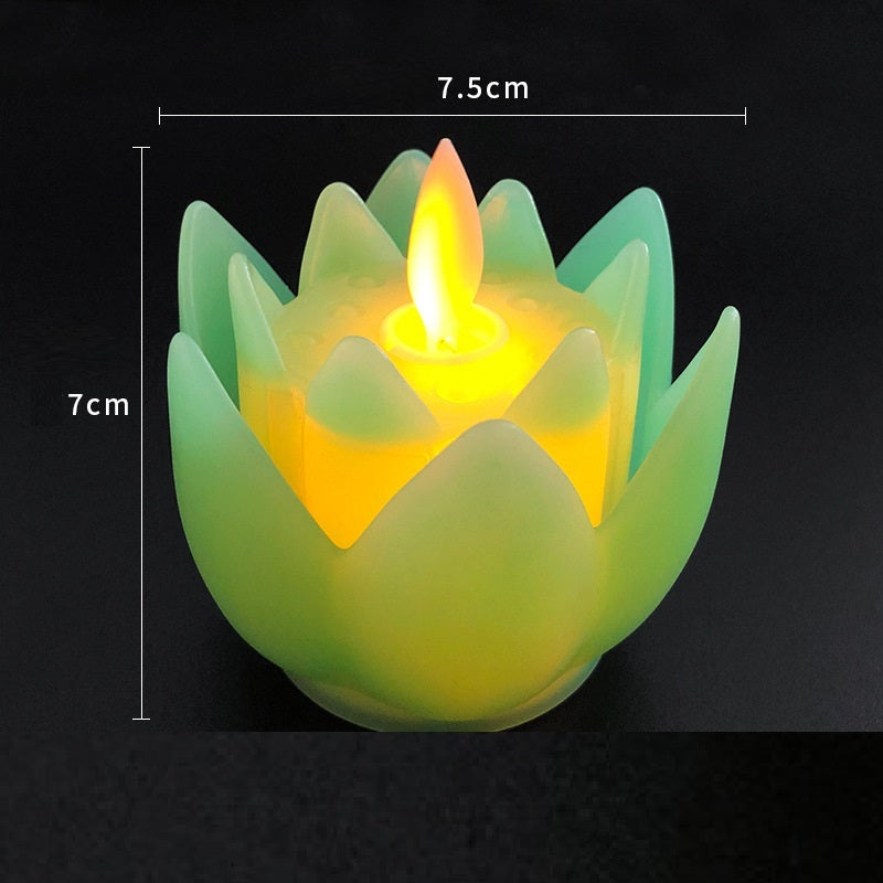 Temple Buddha Front Lotus Lamp Tribute LED Electronic Flower Shape Candle Light
