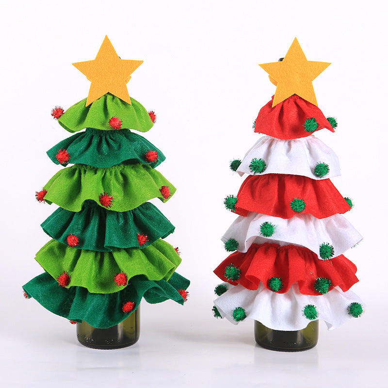 Christmas Wine Bottle Cover Decoration with Tree Ball for Home and Table Decor