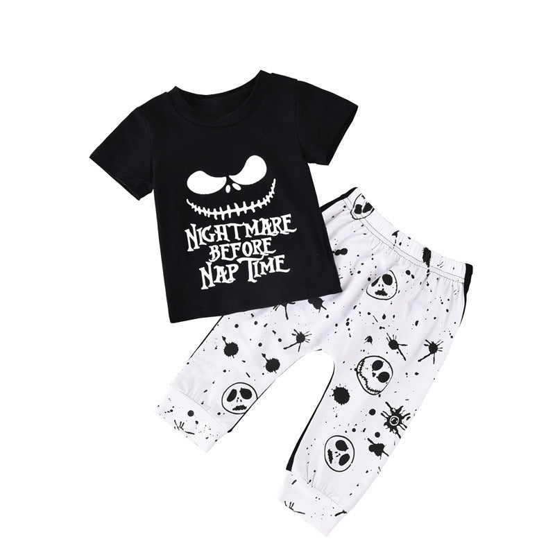 Halloween Black Short Sleeve T-Shirt Trousers