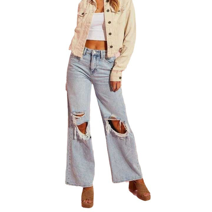 Ripped Slimming Jeans for Women – Skinny Fit Distressed Denim Pants