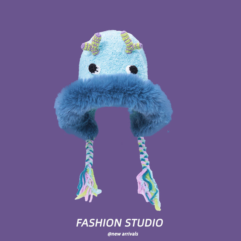 Versatile Plush Dome-Shaped Cartoon Monster Hat for Kids and Adults