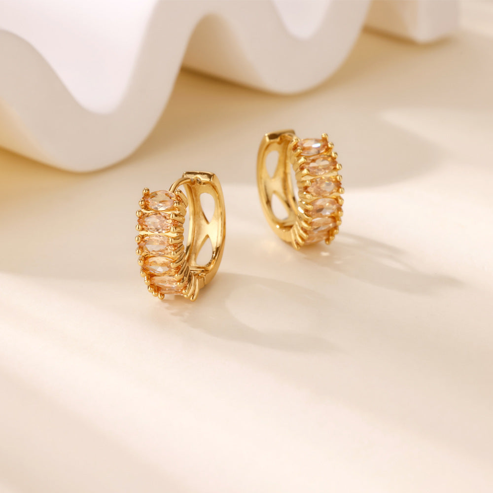 Exquisite Geometric Inlaid Zircon Earrings