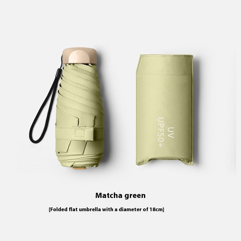 Flat Five-fold Six-bone Sun Protection Sunshade Mini Capsule Umbrella