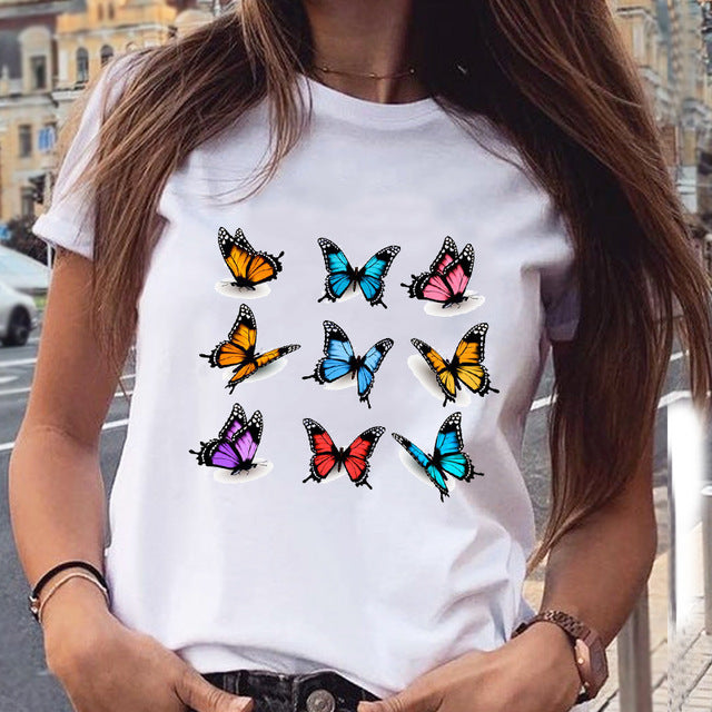 Foreign Trade New Red Wine Glass Electrocardiogram Printing Pattern Spot Short-Sleeved Shirt T-Shirt