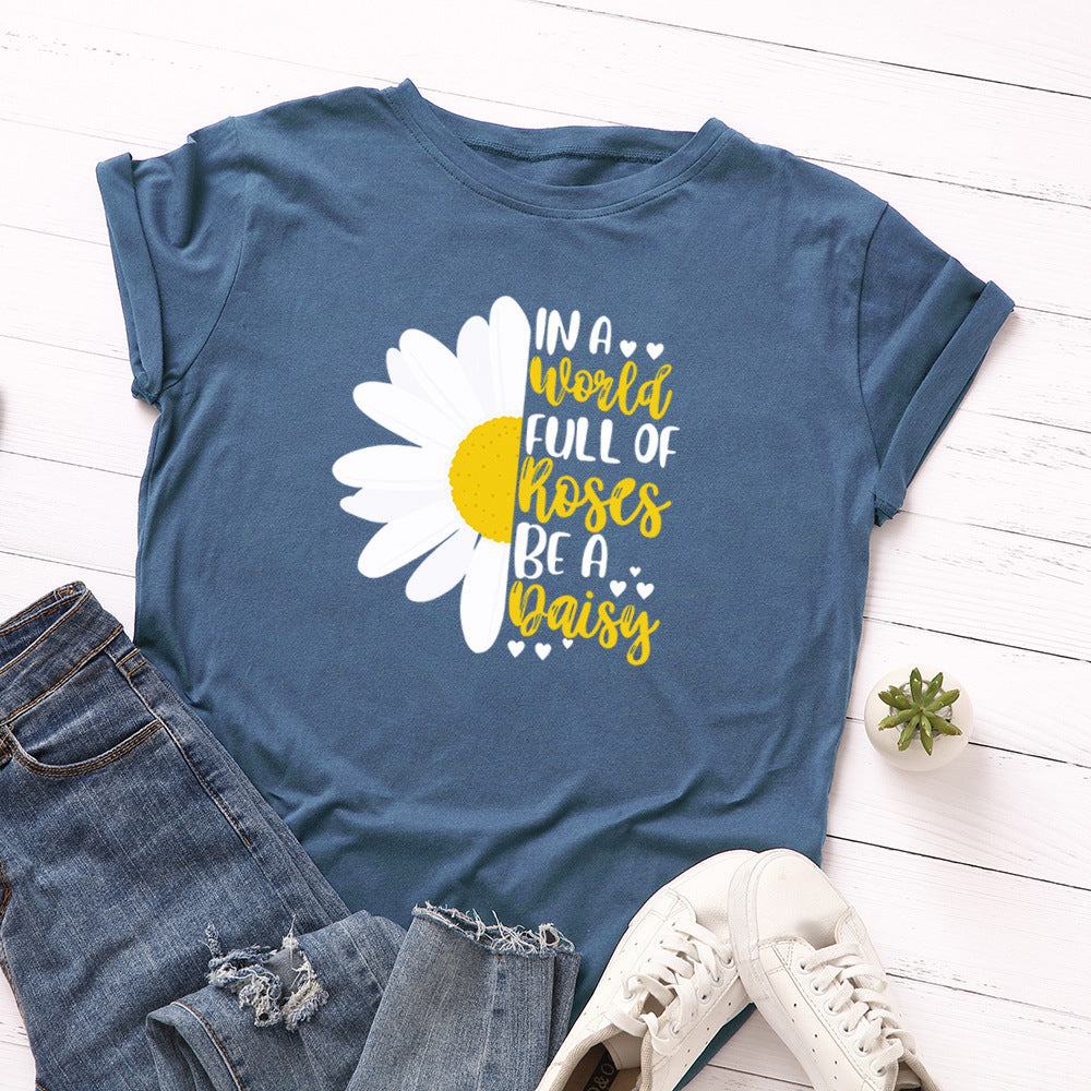 Women's Loose Round Neck Short Sleeve T-shirt Women Base
