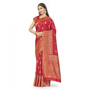Generic Women's Banarasi Silk Saree With Blouse (Peach, 5-6Mtrs)