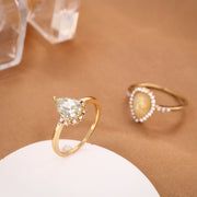 Opal Water Drop Diamond Engagement Ring