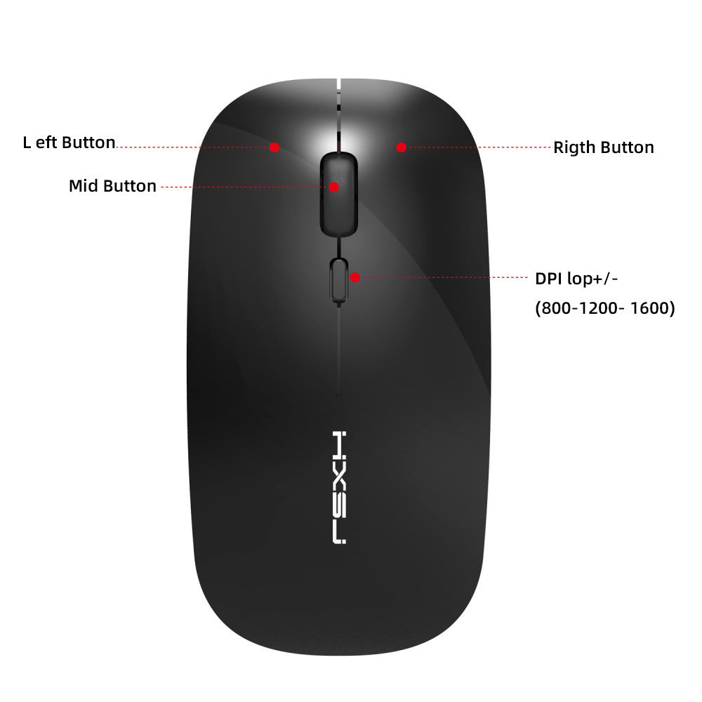 M60 Rechargeable Wireless Mouse – Silent Click, 2.4G USB Receiver, Adjustable DPI