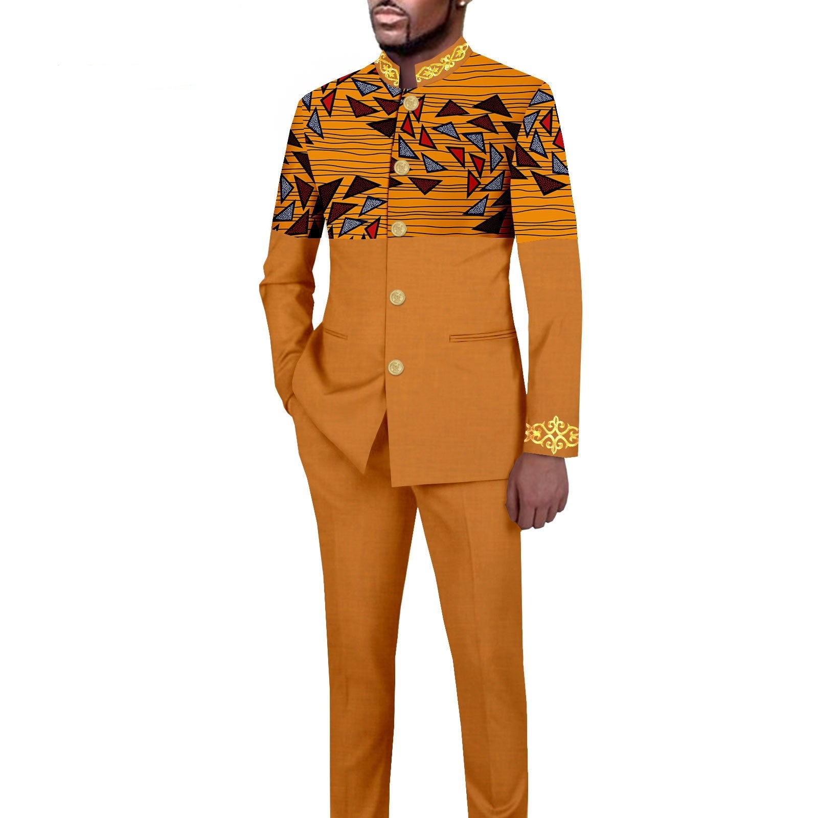 Men's Simplicity Printed Slim Fit Blazer Trousers Suit