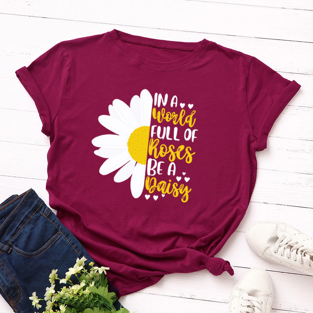 Women's Loose Round Neck Short Sleeve T-shirt Women Base