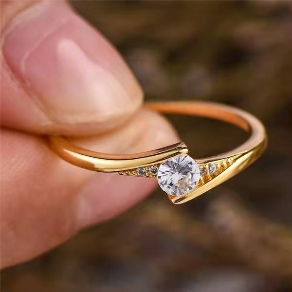 Elegant Women’s Gold-Plated Floral Engagement Ring