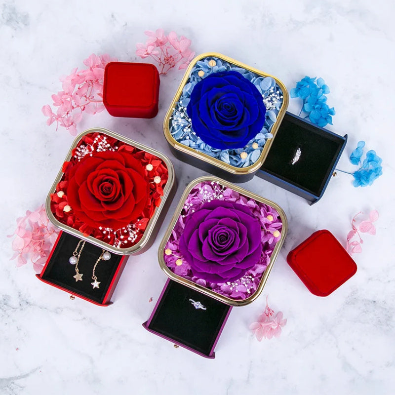 Rose Jewelry Box Drawer Organizer With Metal Construction