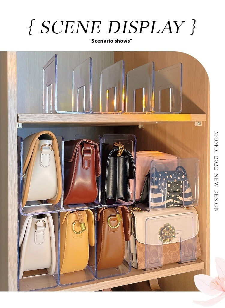 Handbag Storage Rack with Partition – Wardrobe Organizer Box