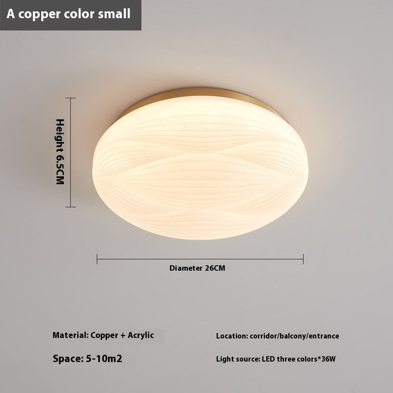 Modern Light Luxury Atmospheric Cream Style Copper Round Ceiling Lamp