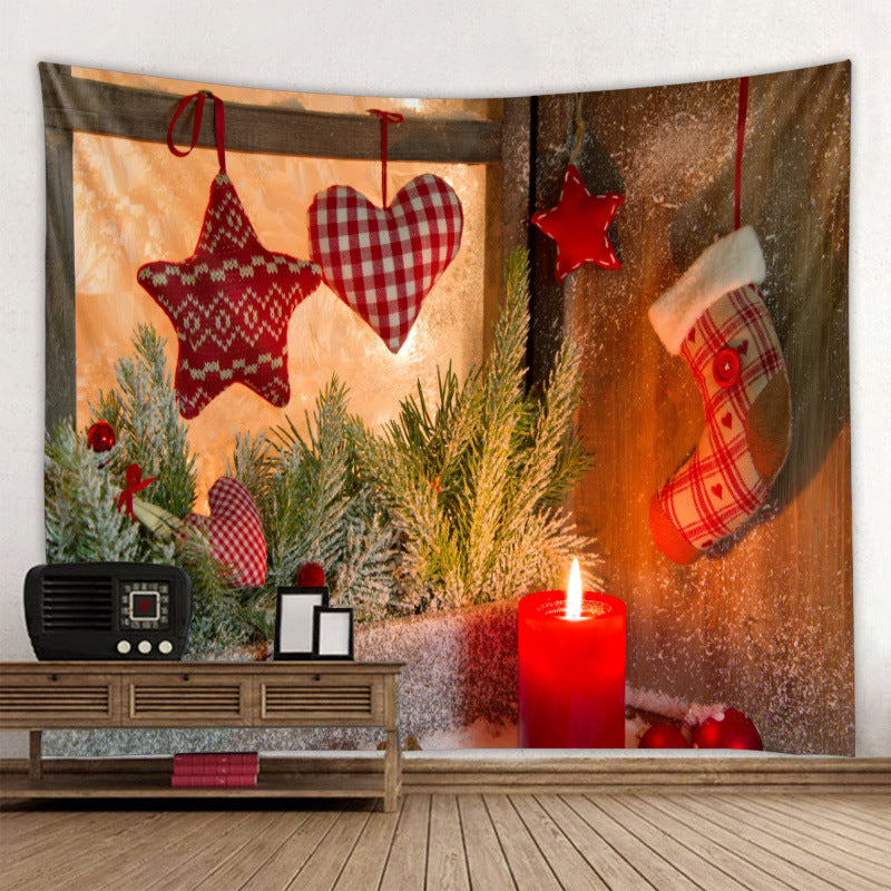 Christmas Tapestry Wall Cloth Fireplace Background Decoration