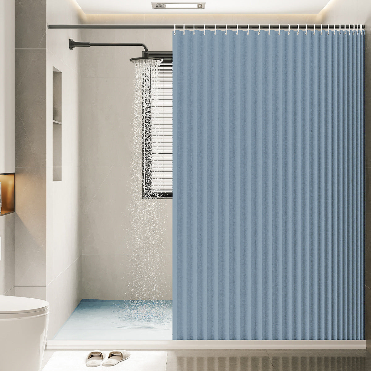 Waterproof Folding Shower Curtain – Hanging Bathroom Divider, Space-Saving