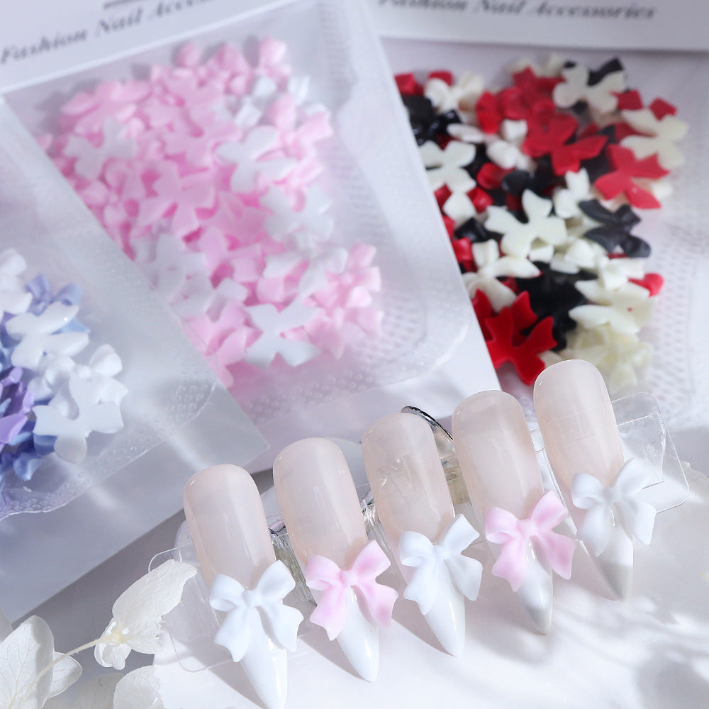 50 Pieces White Ribbon Bowknot Nail Jewelry