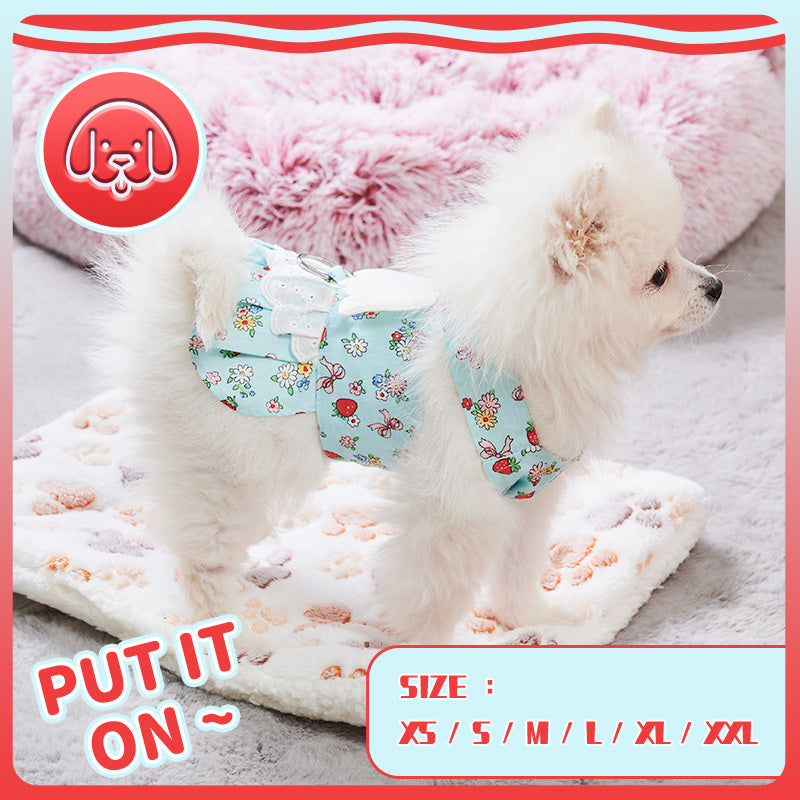 Dog Harness Dress With Leash Set Cute Puppy Dresses With Angel Wings Fashion Outfit Clothing Chihuahua Clothes Pet Harness Set