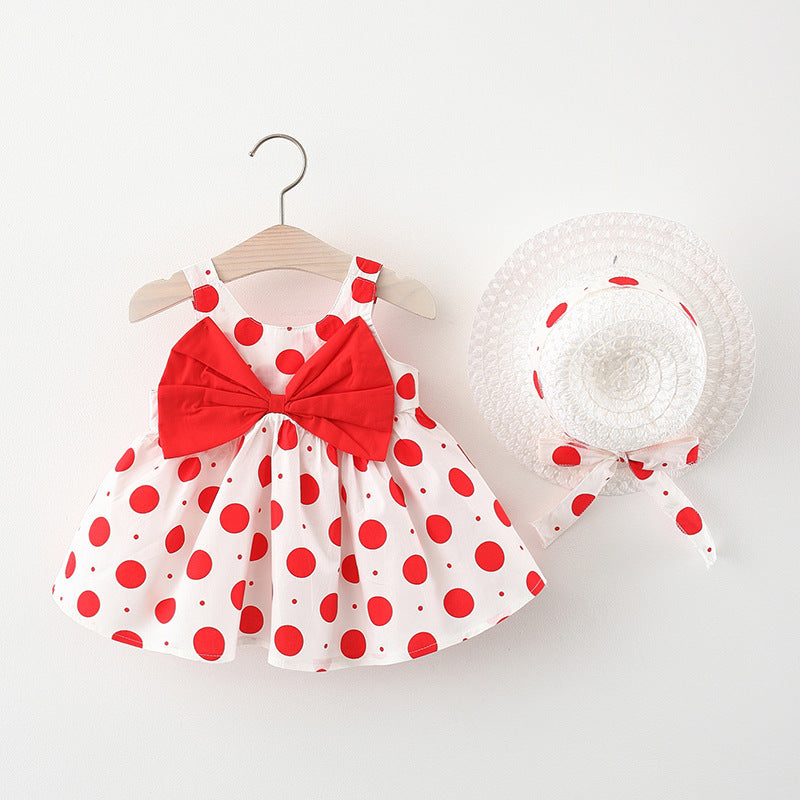 Polka Dot Bow Infant Korean Style Tank Top Skirt