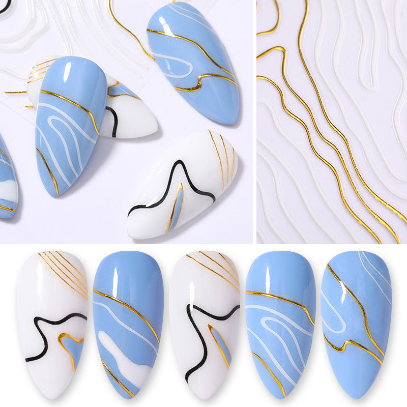 Nail Art 3d Hot Stamping Line Sticker Stripe Wave Adhesive Sticker