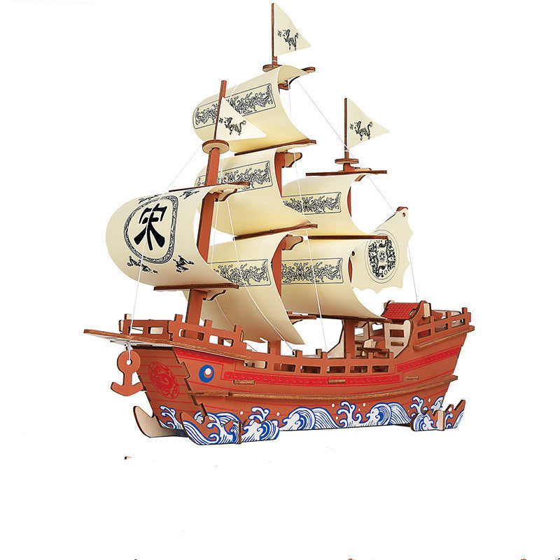 3d Boat Simulation Model Hand Assembled Wooden Ornaments