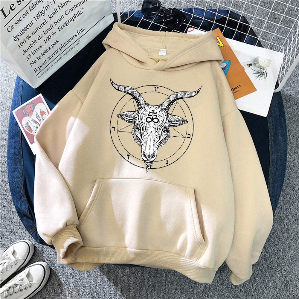 Demon Angel Sheep Head Sweatshirt Men Hooded Jacket