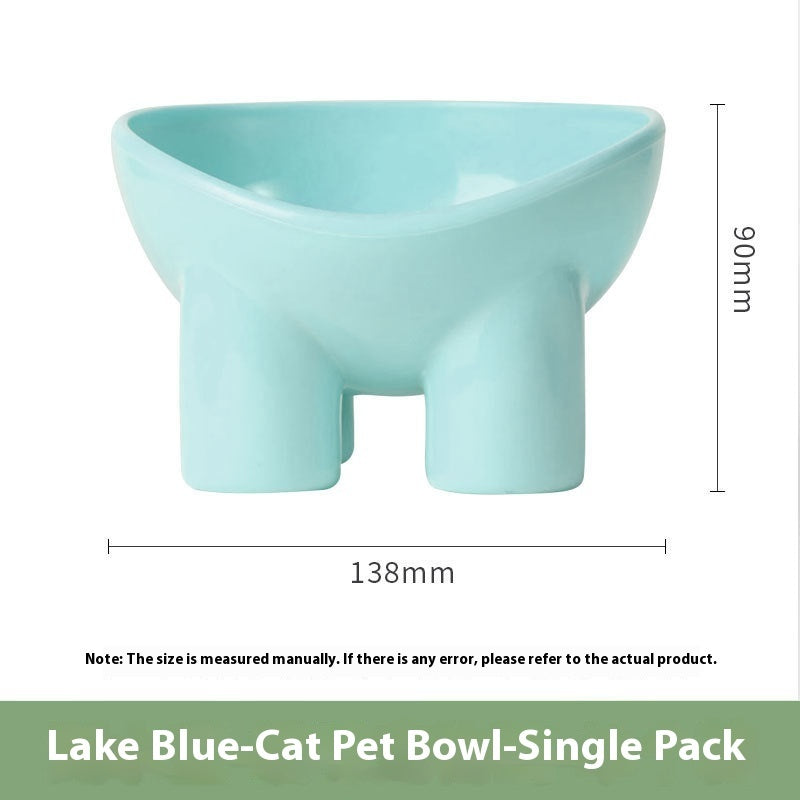 Pet Bowl Cute Cat Basin Double Bowl Neck Protection High Leg Anti-tumble
