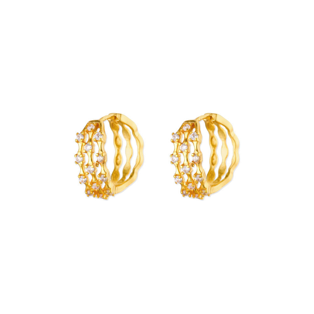 Exquisite Geometric Inlaid Zircon Earrings