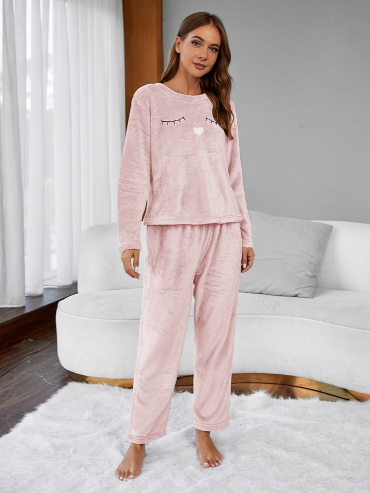 Women's Flannel Pajama Set Cozy Thickened Soft Homewear