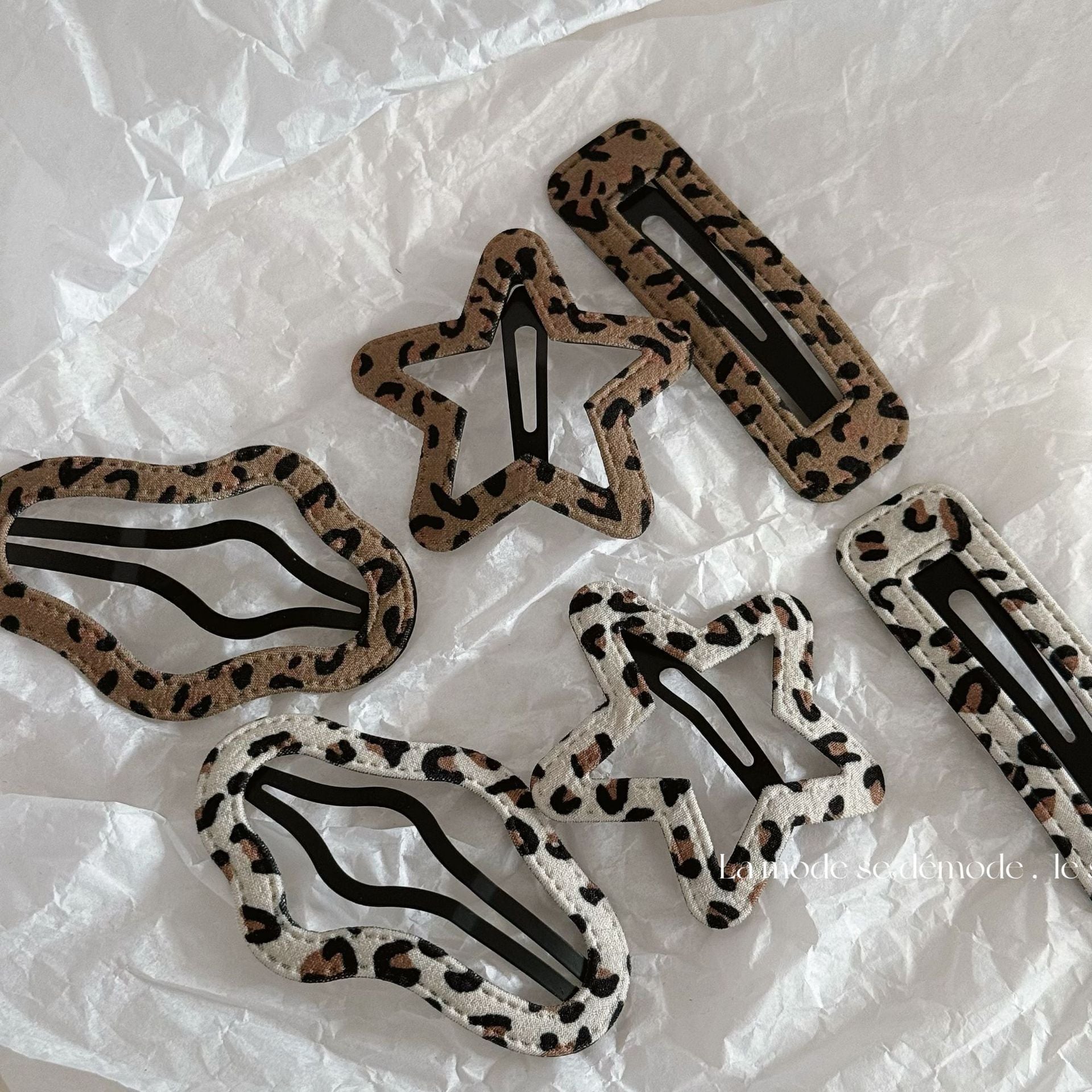Leopard Print Hollow Out BB Clip Clouds Pentagram Hairpin