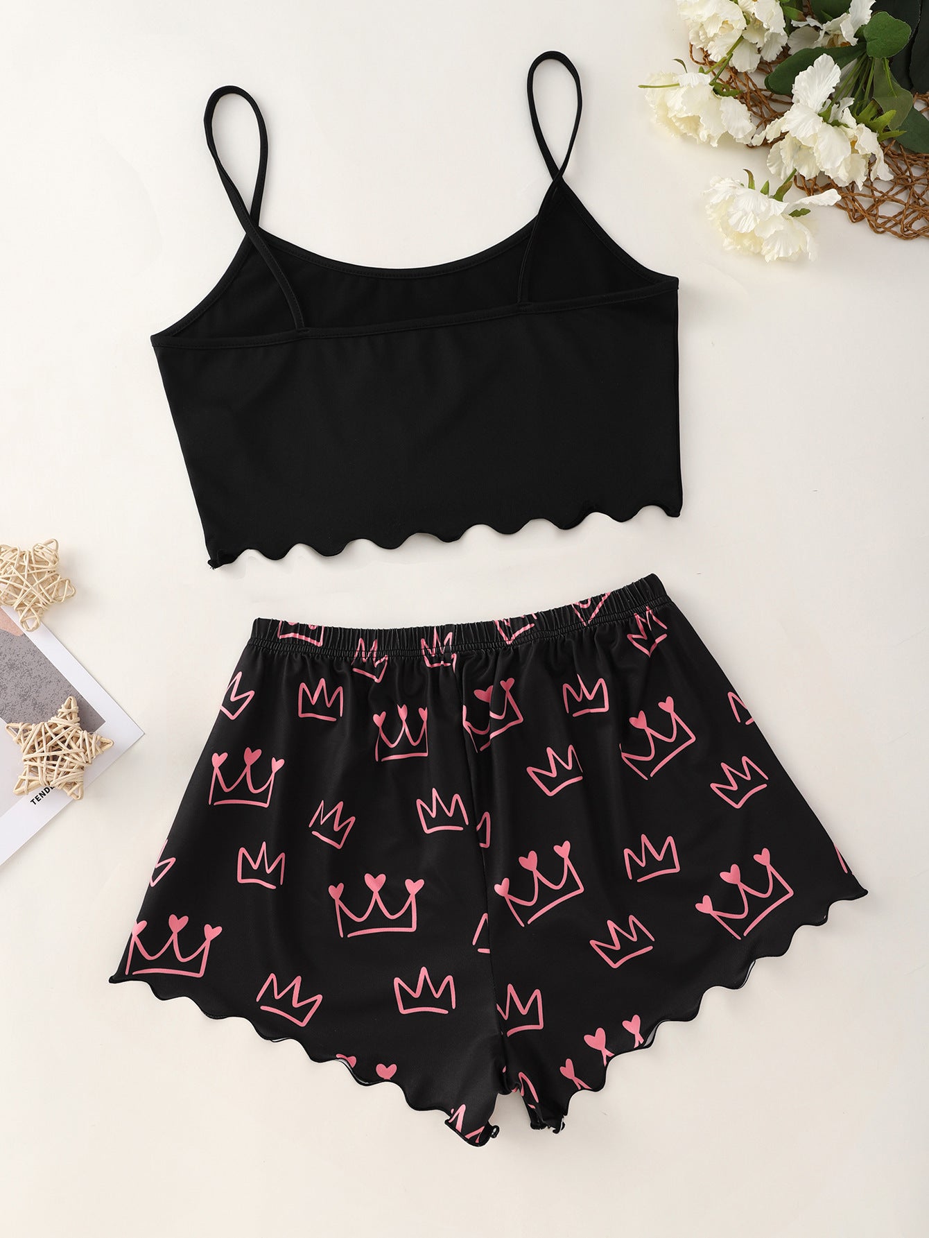 Letter Princess Printing Homewear With Braces Suit